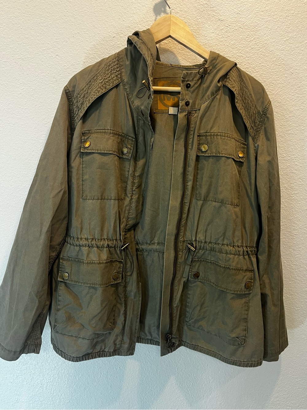 Michael Kors Olive Green Jacket with Branded Lining 100% cotton